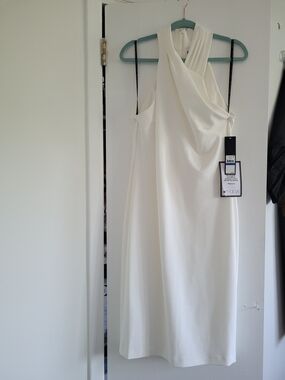 RACHEL ROY Eggshell Sleeveless Draped Halter Dress - Macy's Size XL